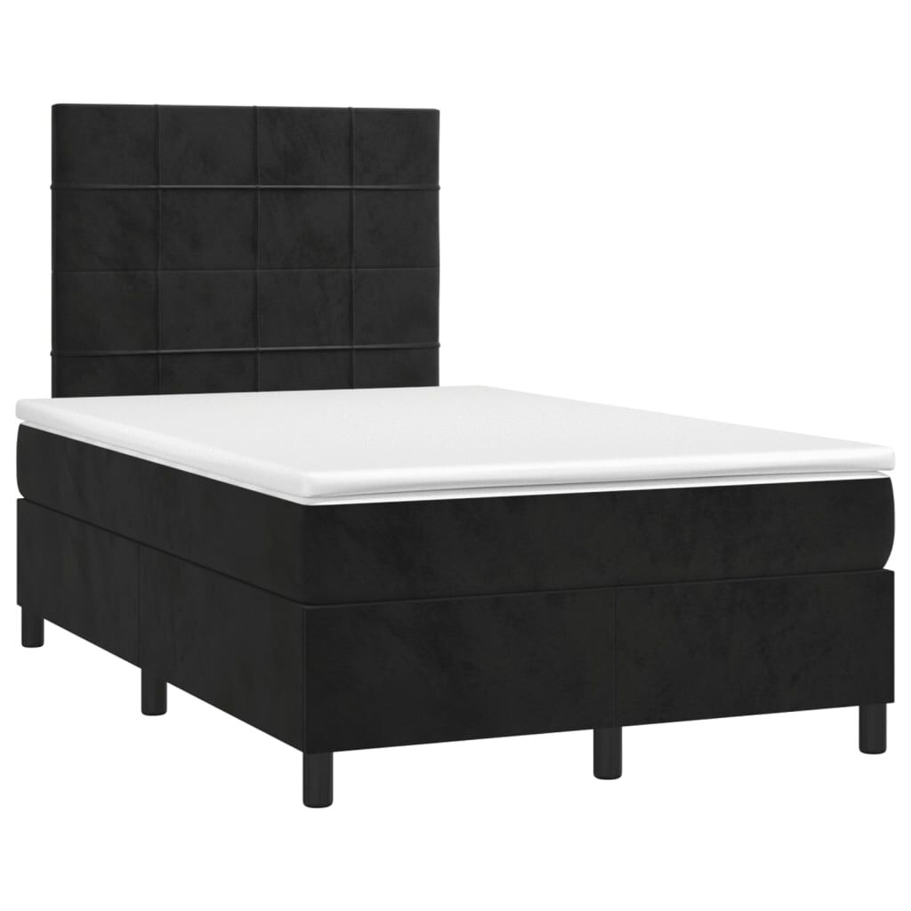 vidaXL Κρεβάτι Boxspring με Στρώμα Μαύρο 120x190 εκ. Βελούδινο