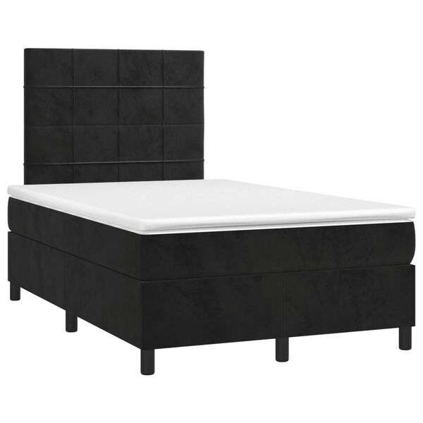 vidaXL Κρεβάτι Boxspring με Στρώμα Μαύρο 120x190 εκ. Βελούδινο