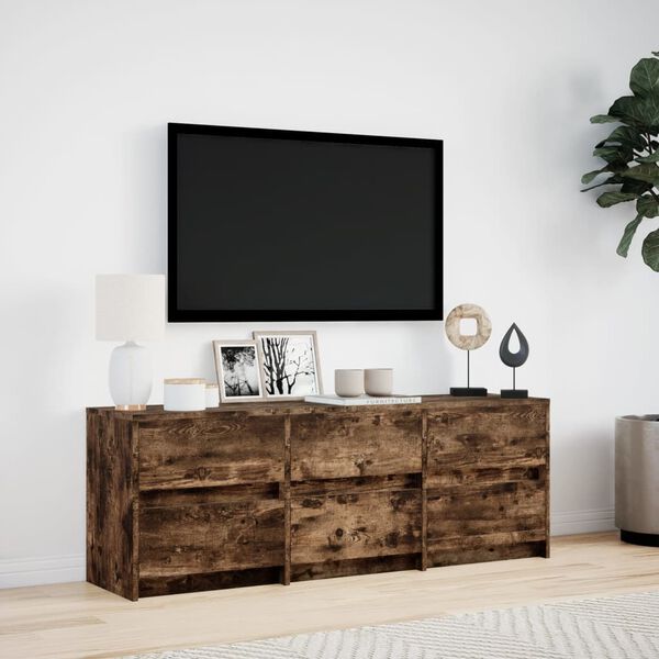 vidaXL Έπιπλο Τηλεόρασης με LED Καπνιστή Δρυς 140x34x50 εκ. Επεξ. Ξύλο