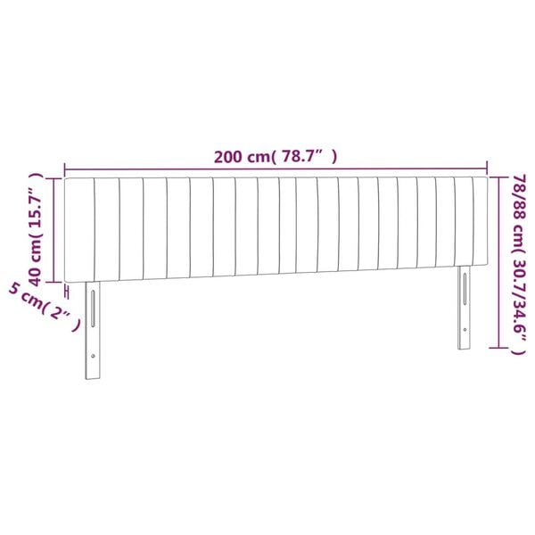 vidaXL Κεφαλάρι Κρεβατιού LED Σκούρο Γκρι 200x5x78/88 εκ. Βελούδινο