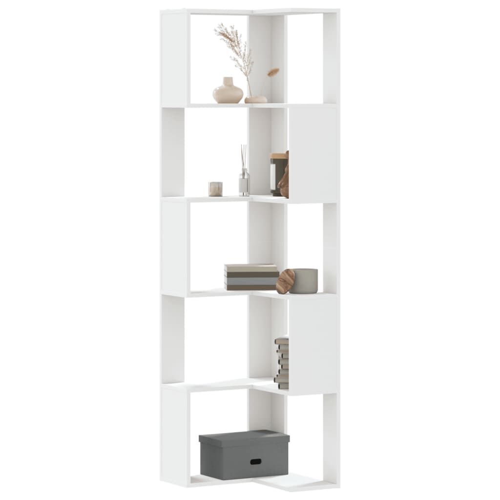 vidaXL Βιβλιοθήκη Γωνιακή 5 Επ. Λευκή 50x50x179εκ Επεξ. Ξύλο