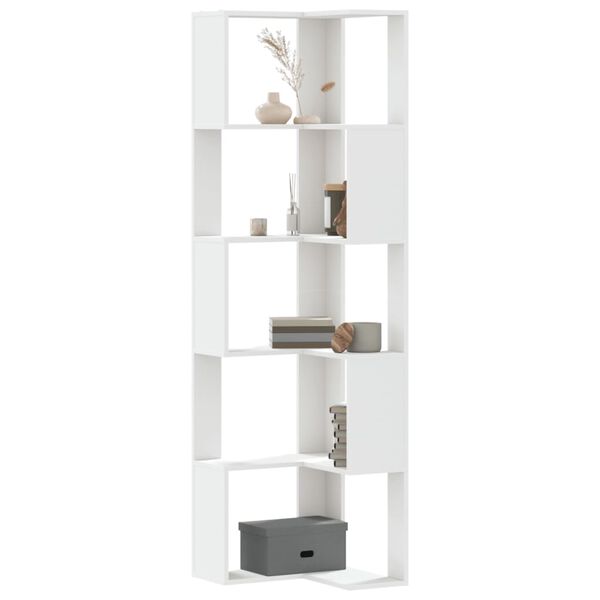 vidaXL Βιβλιοθήκη Γωνιακή 5 Επ. Λευκή 50x50x179εκ Επεξ. Ξύλο