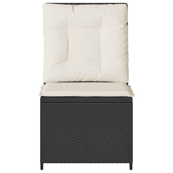 vidaXL Καναπές Κήπου Ανακλινόμενος Μαύρος Συνθ. Ρατάν με Μαξιλάρια