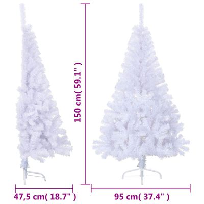 vidaXL Χριστουγεννιάτικο Δέντρο Τεχνητό Μισό Με Βάση Άσπρο 150 εκ. PVC