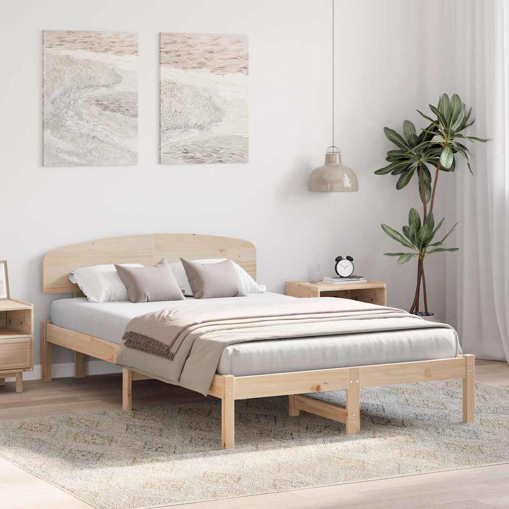 vidaXL Σκελετός Κρεβατιού Καφέ 140 x 190 cm Μασίφ ξύλο πεύκου