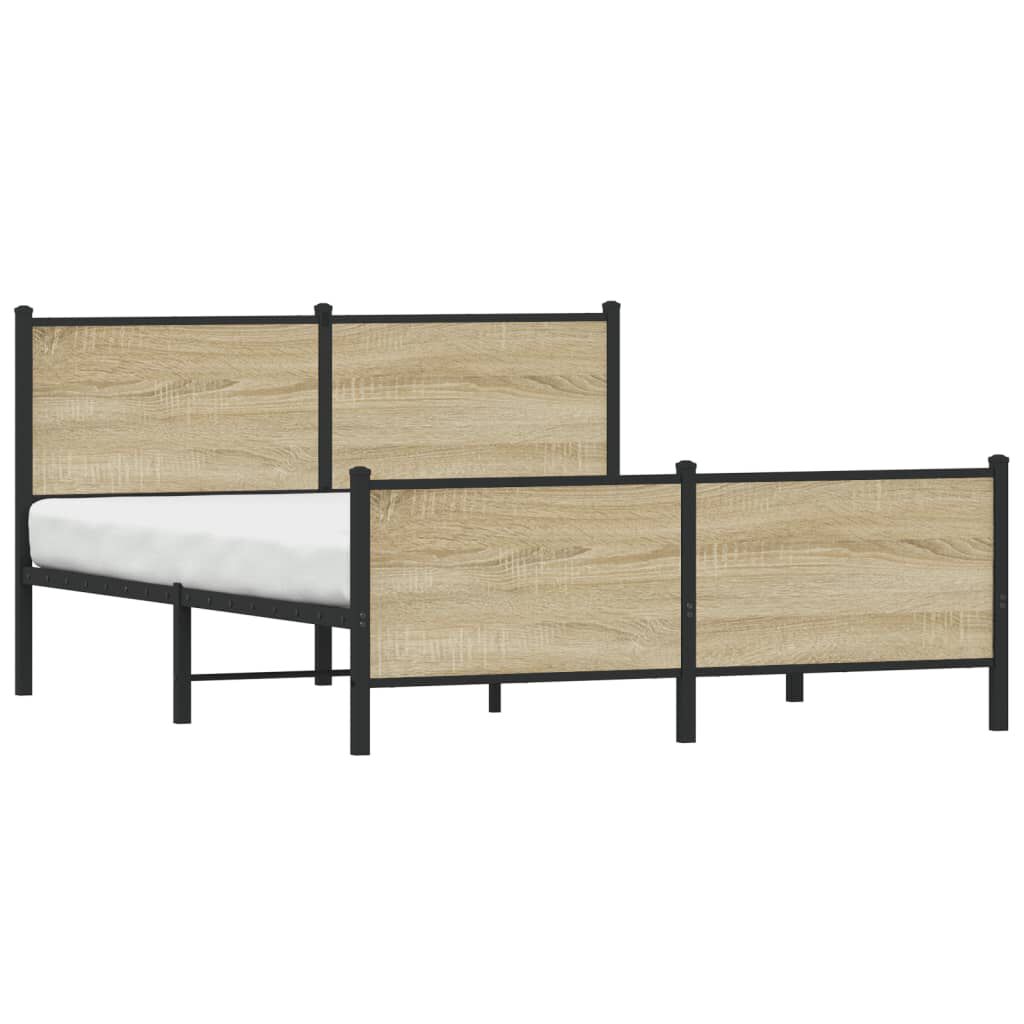 vidaXL Σκελετός Κρεβ. Χωρίς Στρώμα Sonoma Δρυς 160x200 εκ. Μεταλλικό