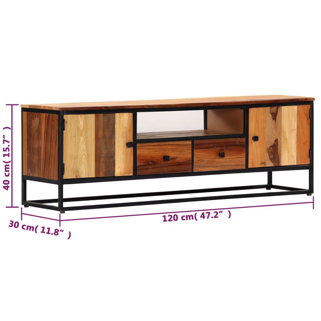 vidaXL Έπιπλο Τηλεόρασης 120x30x40 εκ Μασίφ Ανακυκλωμένο Ξύλο + Ατσάλι