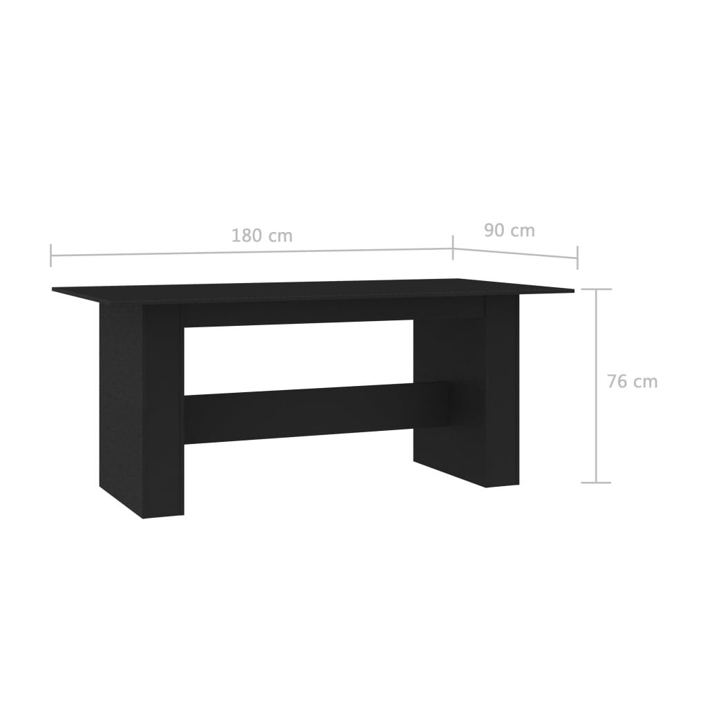 vidaXL Τραπεζαρία Μαύρη 180 x 90 x 76 εκ. από Επεξ. Ξύλο