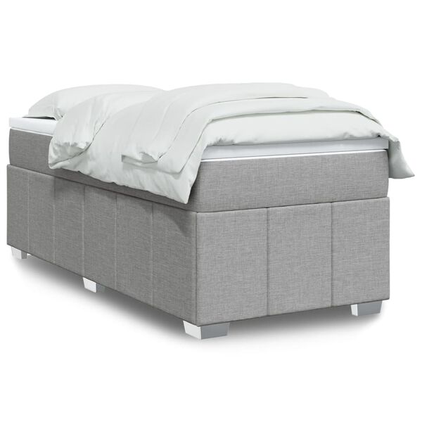 vidaXL Κρεβάτι Boxspring με Στρώμα Ανοιχτό Γκρι 100x200 εκ. Υφασμάτινο