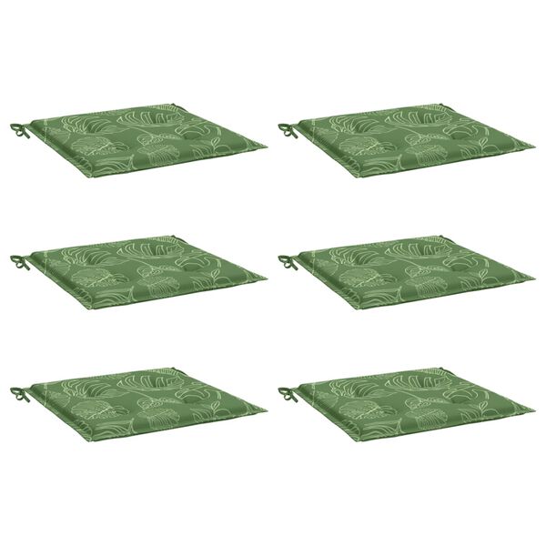 vidaXL Μαξιλάρια Καρέκλας 6 τεμ. Σχέδιο Φύλλων 50x50x4 εκ. Υφασμάτινα