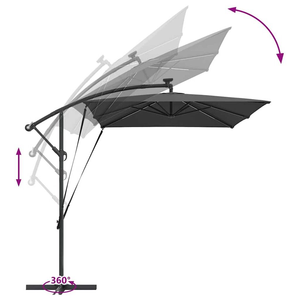 vidaXL Ομπρέλα Cantilever Banana Ανθρακί 294 x 200 x 254 εκ.