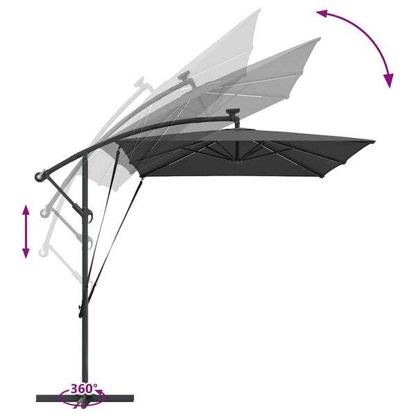 vidaXL Ομπρέλα Cantilever Banana Ανθρακί 294 x 200 x 254 εκ.