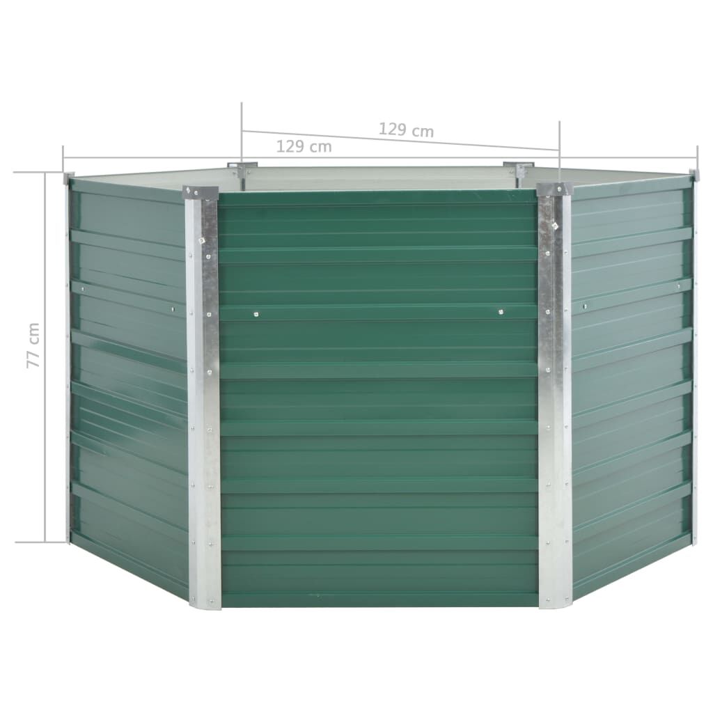 vidaXL Ζαρντινιέρα Υπερυψωμένη Πράσινη 129x129x77 εκ. Γαλβαν. Χάλυβας