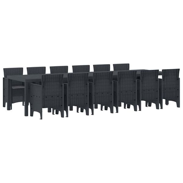 vidaXL Σέτ φαγητού για κήπο 13 pcs Ανθρακί Rattan Polt