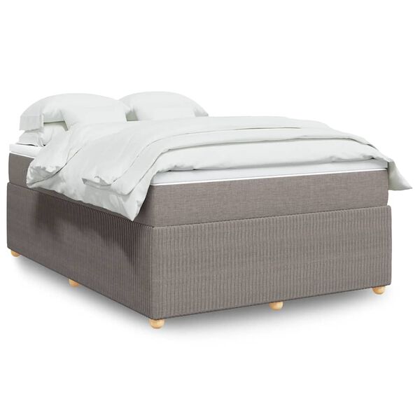 vidaXL Κρεβάτι Boxspring με Στρώμα Taupe 140x190 εκ. Υφασμάτινο