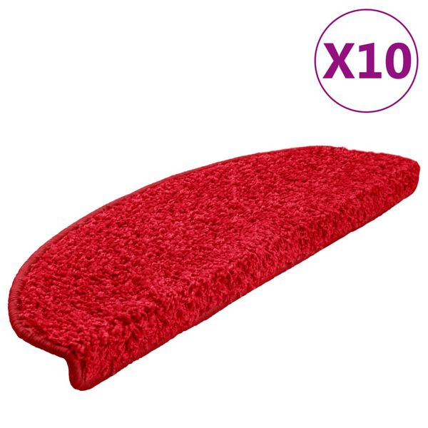 vidaXL Πατάκια Σκάλας 10 τεμ. Κόκκινα 65 x 21 x 4 εκ.