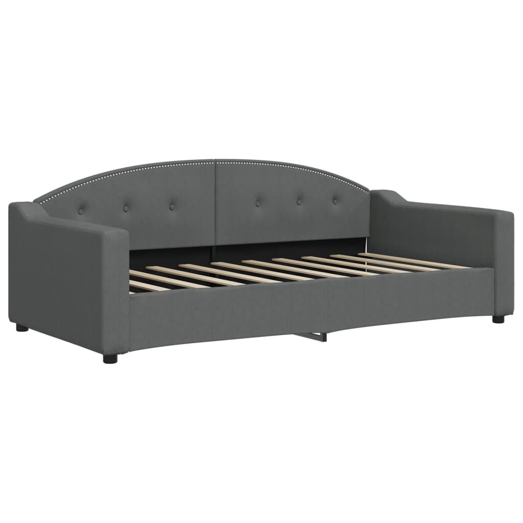 vidaXL Καναπές Κρεβάτι με Στρώμα Σκούρο Γκρι 90 x 190 εκ. Υφασμάτινο
