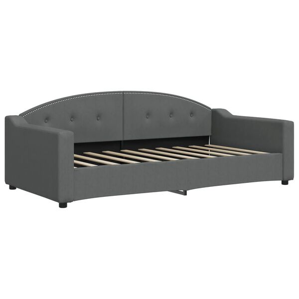 vidaXL Καναπές Κρεβάτι με Στρώμα Σκούρο Γκρι 90 x 190 εκ. Υφασμάτινο