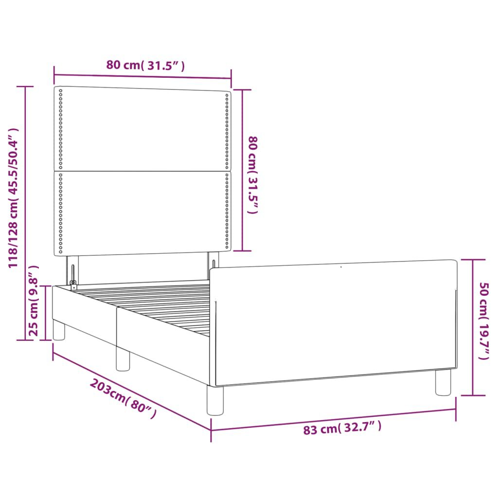 vidaXL Πλαίσιο Κρεβατιού με Κεφαλάρι Γκρι 80x200 εκ. Συνθετικό Δέρμα