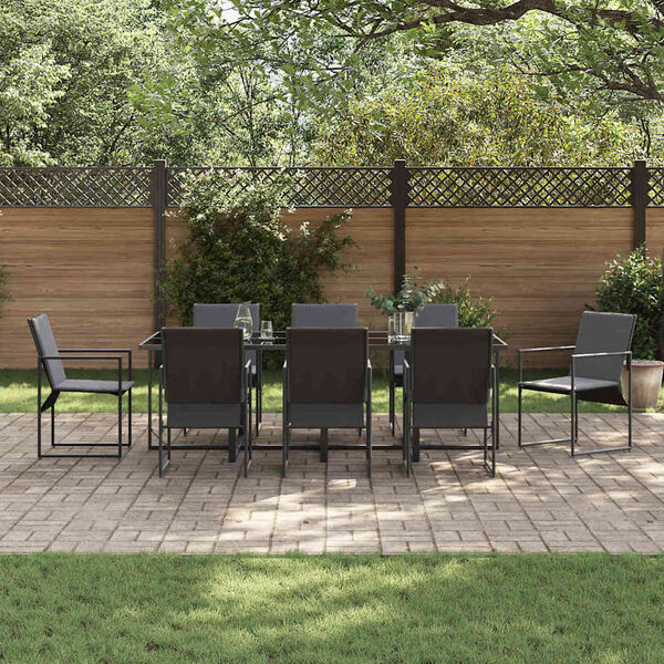 vidaXL Σέτ φαγητού για κήπο 9 pcs Μαύρο Ατσάλι