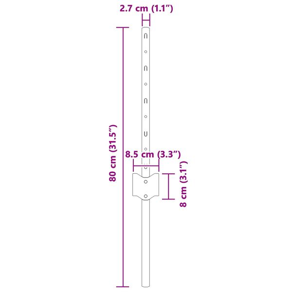 vidaXL Πόδια φράχτη 44 τεμ U-Channel Γκρι 80 εκ Χάλυβας