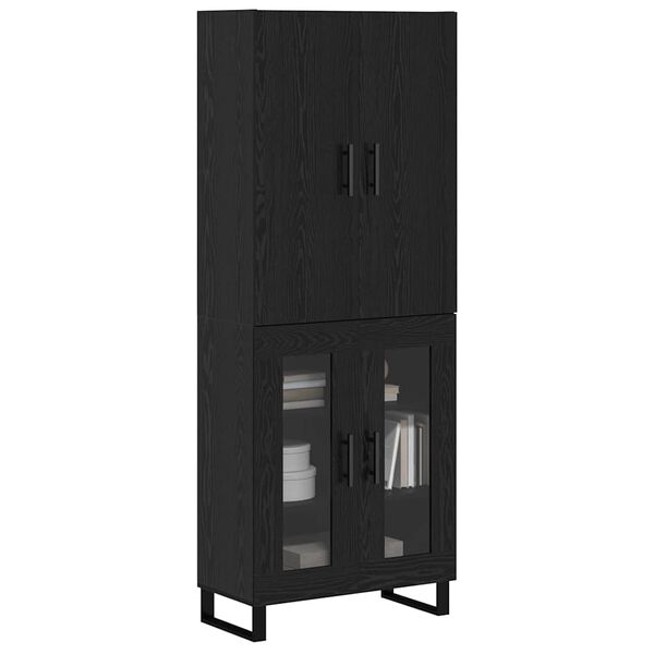 vidaXL Highboard 2 pcs &Mu;&alpha;ύ&rho;&eta; &Omicron;&xi;&upsilon;ά 69,5 x 34 x 180 &epsilon;&kappa;.
