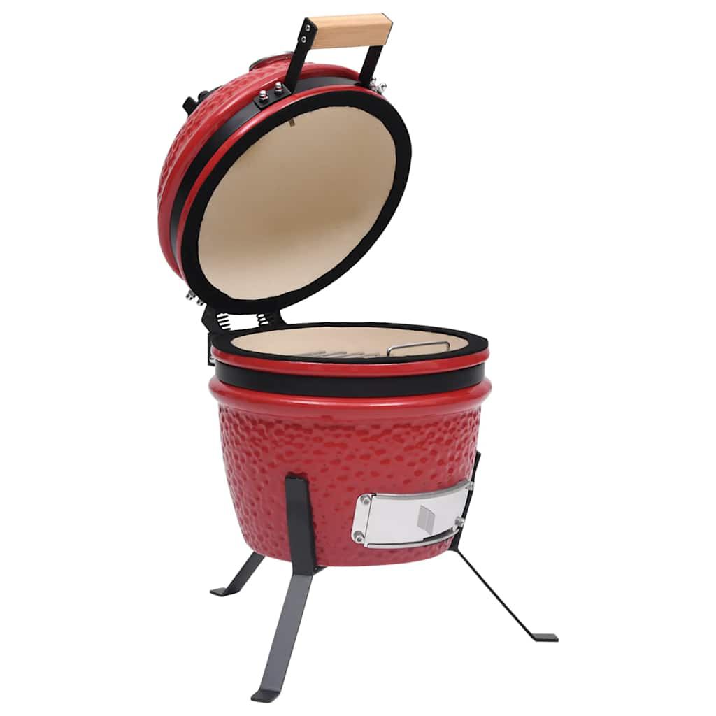 vidaXL Ψησταριά Καπνιστήριο Kamado 2 σε 1 Κόκκινη 56 εκ. Κεραμική