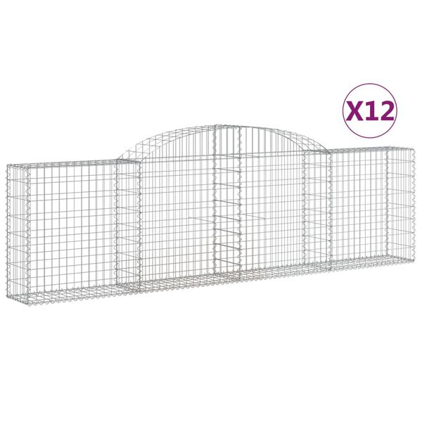 vidaXL Συρματοκιβώτια Τοξωτά 12 τεμ. 300x30x80/100 εκ. Γαλβαν. Ατσάλι