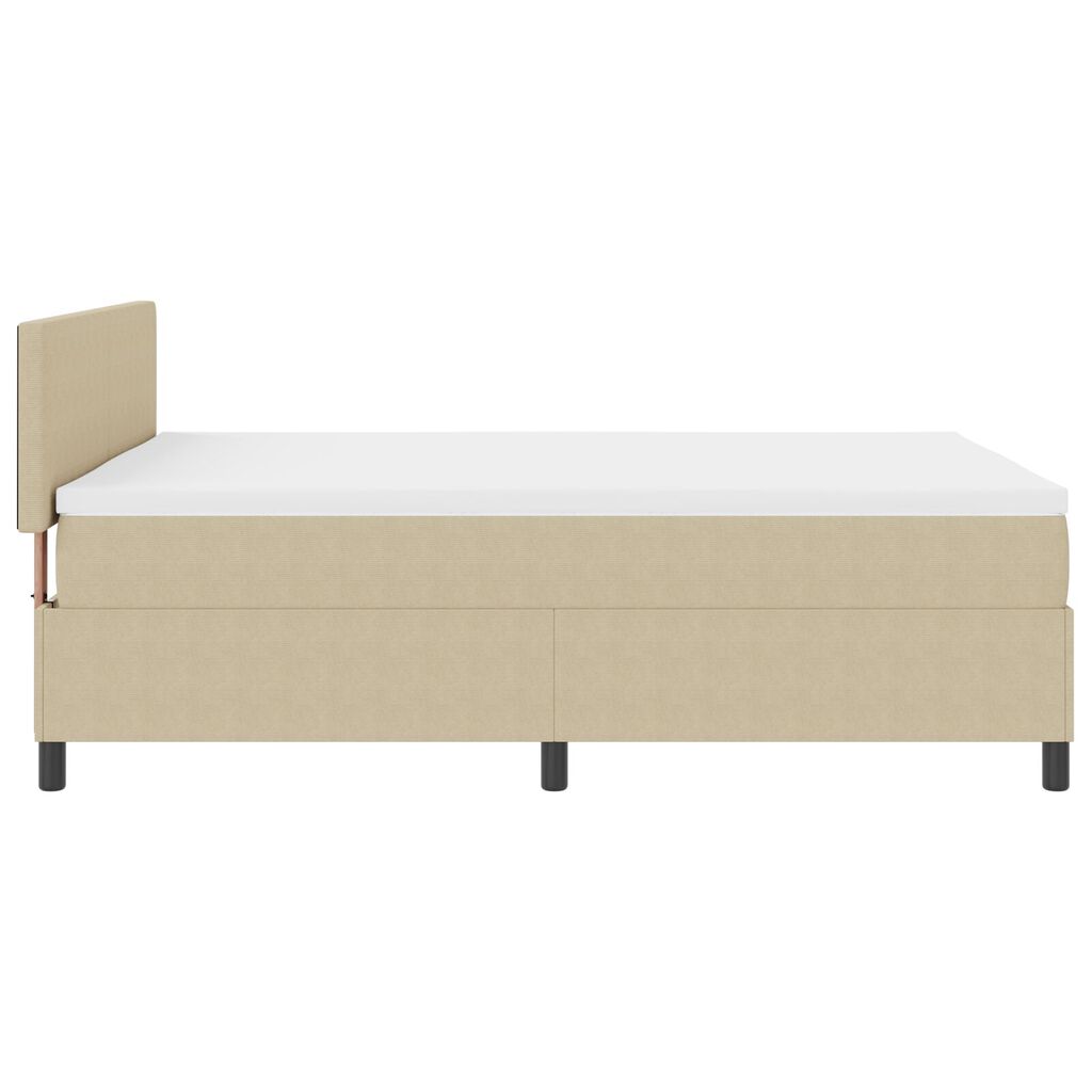 vidaXL Box Spring Bed με Στρώμα & LED Φως Πράσινο Γκρι 140x200 εκ. Ύφασμα Κορντούρας
