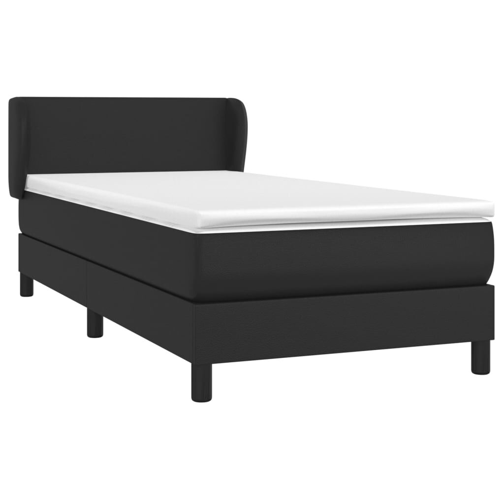 vidaXL Κρεβάτι Boxspring με Στρώμα Μαύρο 80 x 200 εκ. Συνθετικό Δέρμα