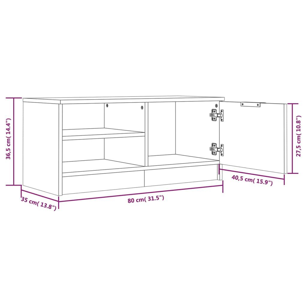 vidaXL Έπιπλο Τηλεόρασης Καφέ Δρυς 80x35x36,5 εκ. Επεξεργασμένο Ξύλο