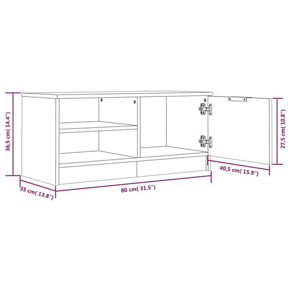 vidaXL Έπιπλο Τηλεόρασης Καφέ Δρυς 80x35x36,5 εκ. Επεξεργασμένο Ξύλο