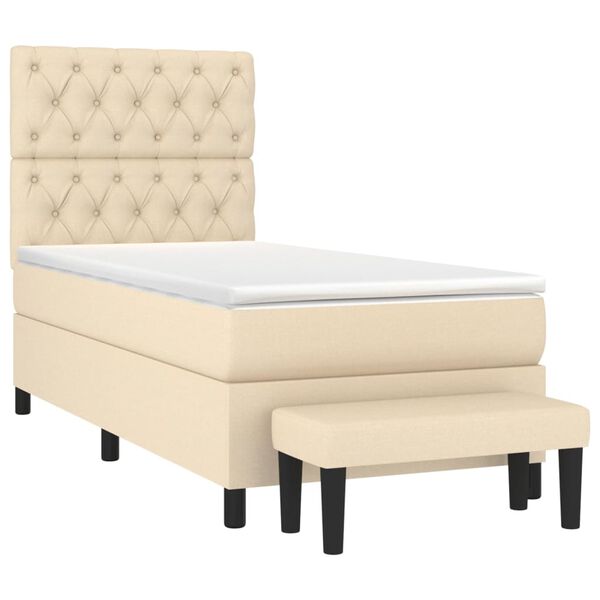 vidaXL Κρεβάτι Boxspring με Στρώμα Κρεμ 80 x 200 εκ. Υφασμάτινο