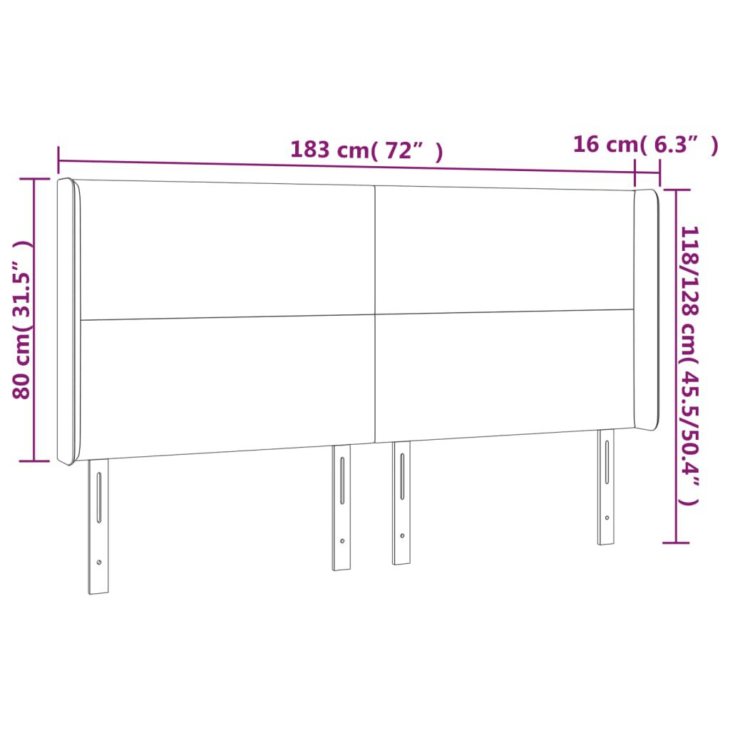 vidaXL Κεφαλάρι Κρεβατιού LED Μαύρο 183x16x118/128 εκ. Συνθετ. Δέρμα
