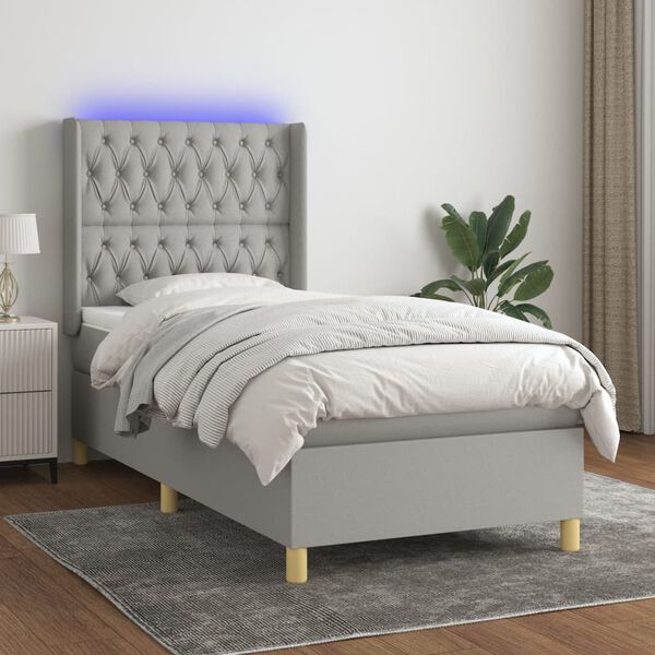 vidaXL &Kappa;&rho;&epsilon;&beta;ά&tau;&iota; Boxspring &mu;&epsilon; &Sigma;&tau;&rho;ώ&mu;&alpha; & LED &Alpha;&nu;.&Gamma;&kappa;&rho;&iota; 90x190 &epsilon;&kappa;. &Upsilon;&phi;&alpha;&sigma;&mu;ά&tau;&iota;&nu;&omicron;