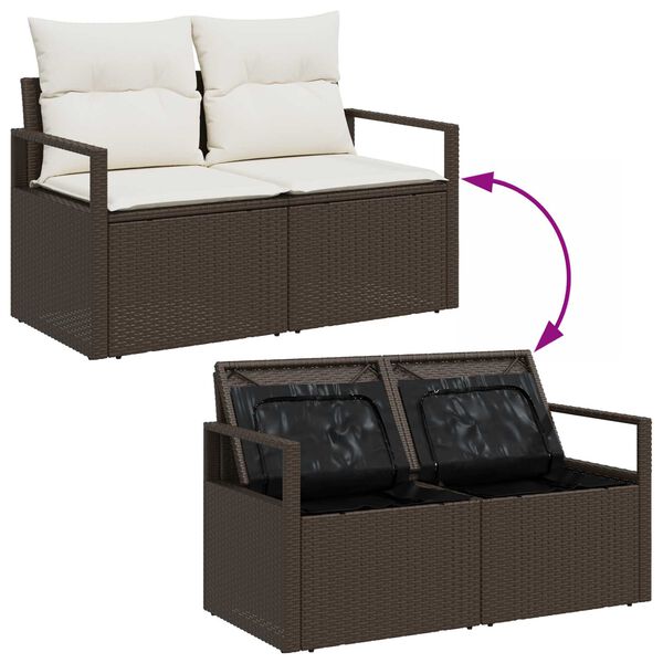 vidaXL Σετ Καναπέ Κήπου 8 pcs Καφέ και Κρέμα 55 x 55 x 37 εκ