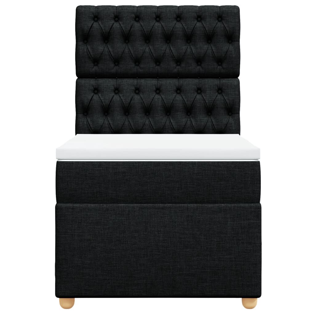 vidaXL Κρεβάτι Boxspring με Στρώμα Μαύρο 90x190 εκ.Υφασμάτινο