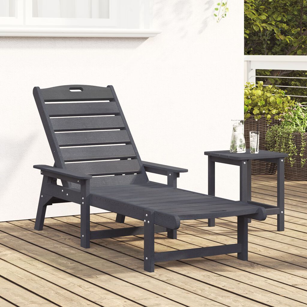 vidaXL Ξαπλώστρα Ανοιχτό γκρι 53x162x98.5 εκ. HDPE