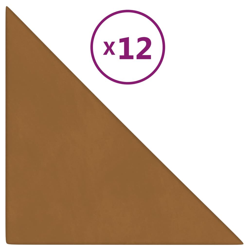 vidaXL Πάνελ Τοίχου 12 τεμ. Καφέ 30 x 30 εκ. 0,54 μ² Βελούδινα