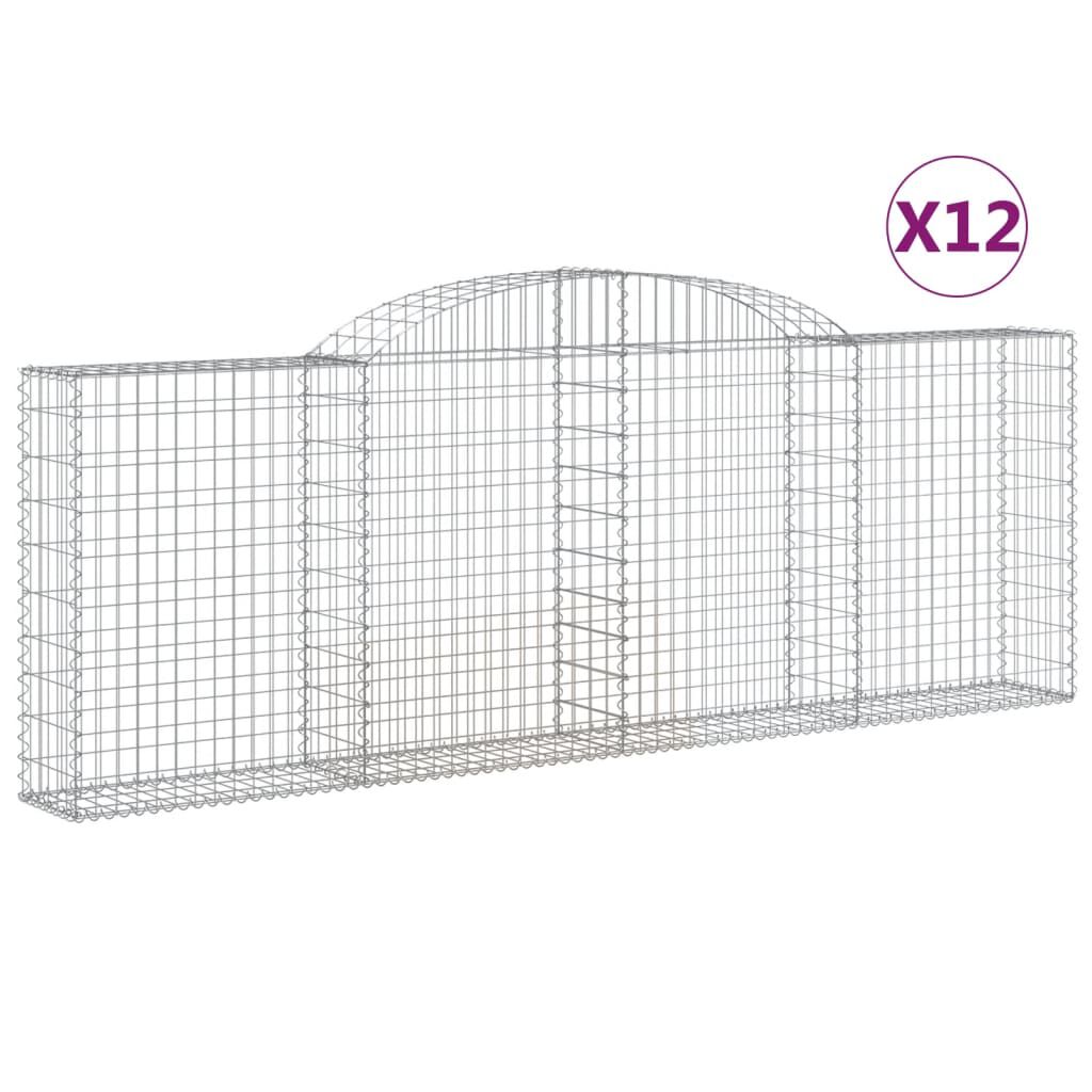 vidaXL Συρματοκιβώτια Τοξωτά 12 τεμ. 300x30x100/120 εκ. Γαλβαν. Ατσάλι