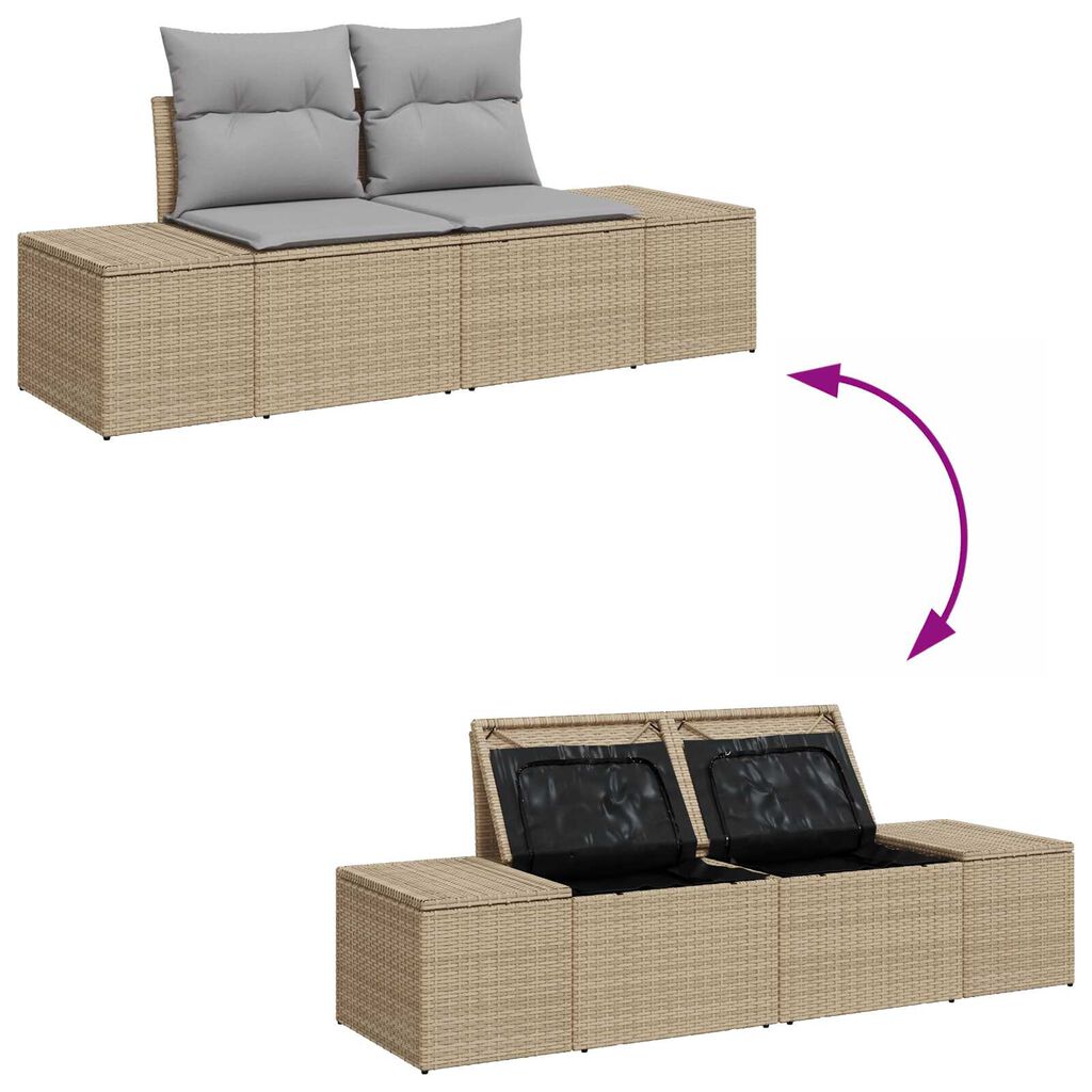 vidaXL Σετ Σαλονιού Κήπου 7 pcs Beige, ανοιχτό γκρι 55 x 55 x 37 εκ