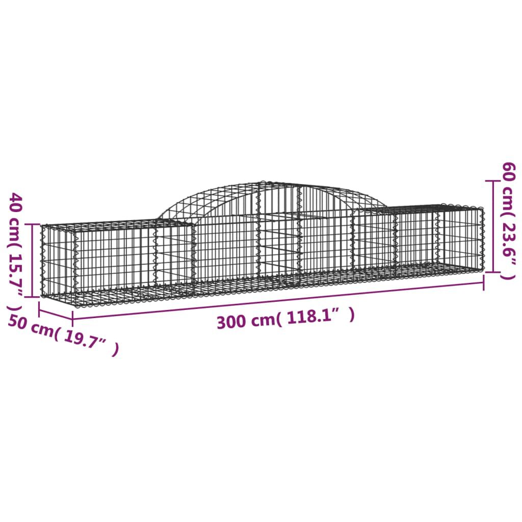 vidaXL Συρματοκιβώτια Τοξωτά 5 τεμ. 300x50x40/60 εκ. Γαλβαν. Ατσάλι