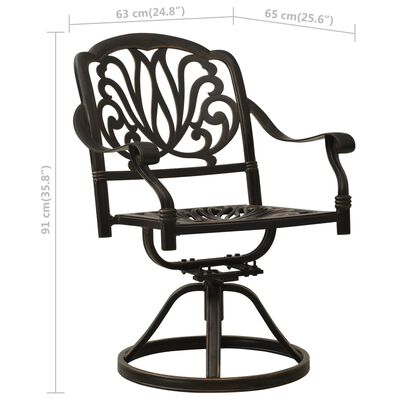 vidaXL Καρέκλες Κήπου Περιστρεφόμενες 2 τεμ Μπρονζέ από Χυτό Αλουμίνιο