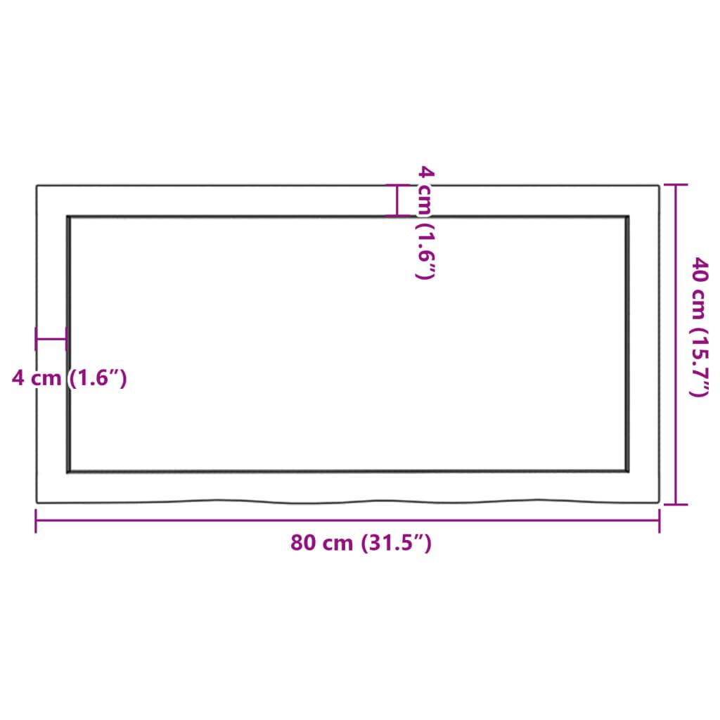 vidaXL Πάγκος Μπάνιου Αν. Καφέ 80x40x(2-4) εκ. Επεξεργ. Μασίφ Ξύλο