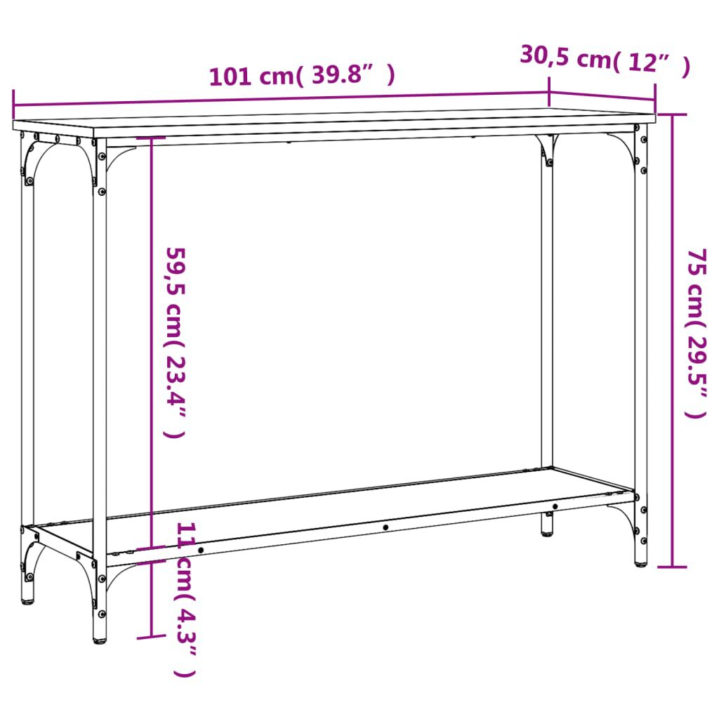 vidaXL Τραπέζι Κονσόλα Sonoma Δρυς 101x30,5x75 εκ. Επεξεργασμένο Ξύλο