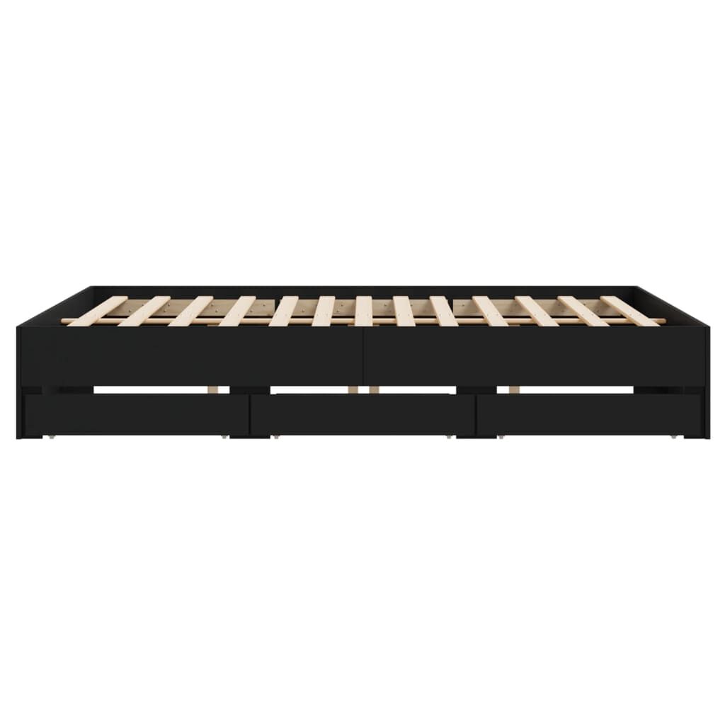 vidaXL Πλαίσιο Κρεβατιού με Συρτάρια Μαύρο 180x200 εκ Επεξεργ. Ξύλο