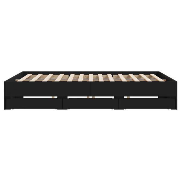 vidaXL Πλαίσιο Κρεβατιού με Συρτάρια Μαύρο 180x200 εκ Επεξεργ. Ξύλο
