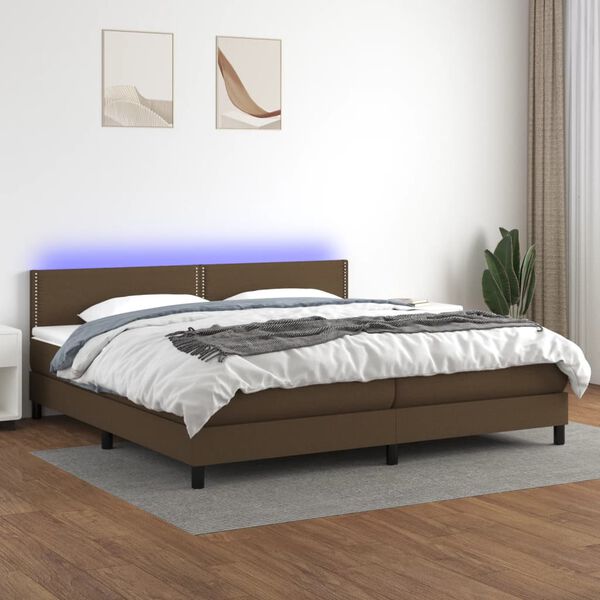 vidaXL &Kappa;&rho;&epsilon;&beta;ά&tau;&iota; Boxspring &mu;&epsilon; &Sigma;&tau;&rho;ώ&mu;&alpha; & LED &Sigma;&kappa;.&Kappa;&alpha;&phi;έ 200x200 &epsilon;&kappa; &Upsilon;&phi;&alpha;&sigma;&mu;ά&tau;&iota;&nu;&omicron;