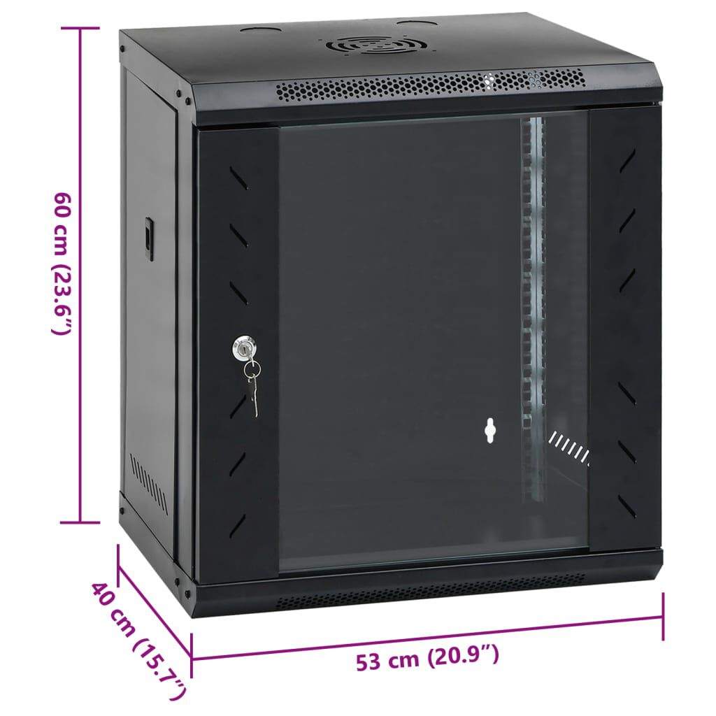 vidaXL Καμπίνα Δικτύου Επιτοίχια 12U 19'' IP20 53x40x60 εκ.