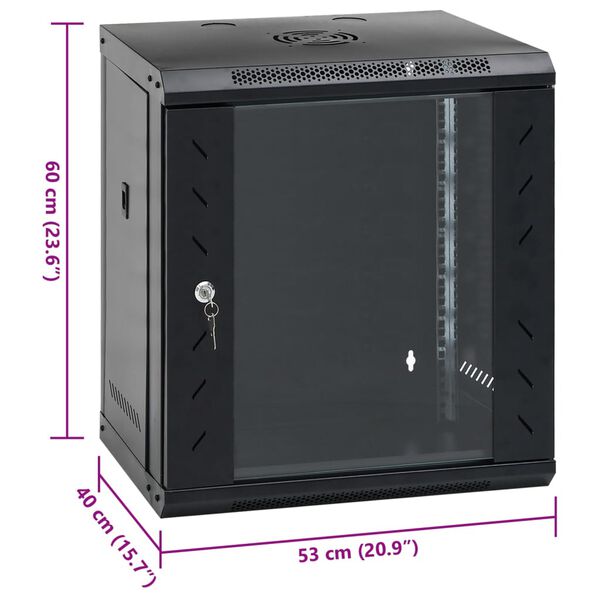 vidaXL Καμπίνα Δικτύου Επιτοίχια 12U 19'' IP20 53x40x60 εκ.
